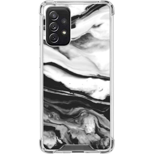 Black and White Marble Ink Galaxy A72 5G Clear Case